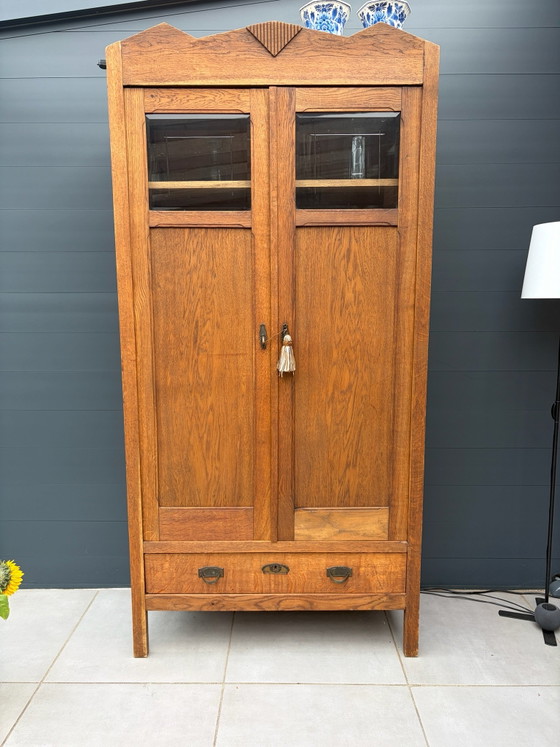 Art Deco wooden wardrobe 1930s – Glass, Metal (photo 12 of 15)