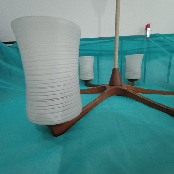 Image 1 of Lámpara de techo de diseño original de teca Temde de mediados de siglo
