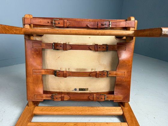 Image 1 of 2x Børge Mogensen Cognac-Leder und Eiche, spanischer Stuhl für Fredericia, 1960