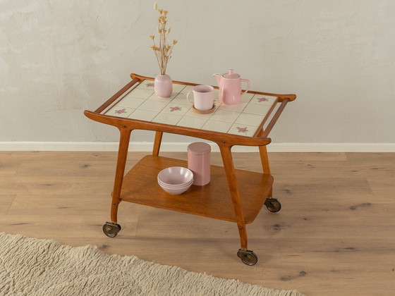 Image 1 of 50s betegelde serveerwagen