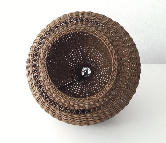Image 1 of Magnifique suspension en rotin, suspension style Mid-Century Modern, lampe de table vintage