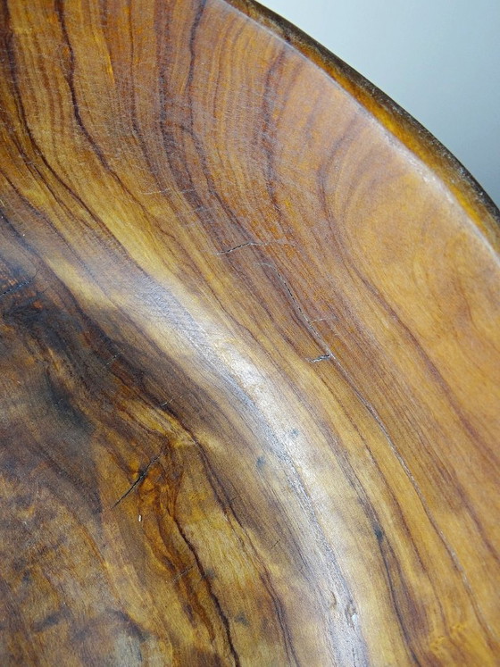 Image 1 of Large bowl made from a single piece of turned olive wood, 1950s-1970s