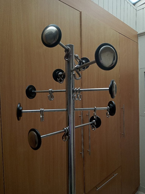 Image 1 of COAT RACK ON BASE chrome 1970s / 1980s Mid-Century