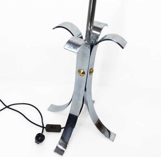 Image 1 of Lampvoet van verchroomd staal met vier poten, in de stijl van het ruimtetijdperk uit de jaren 70