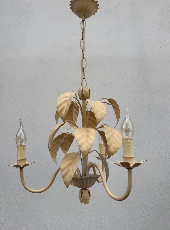 Lampadario stile fiorentino anni '70 con foglie di tabacco – Metallo (photo 12 of 14)
