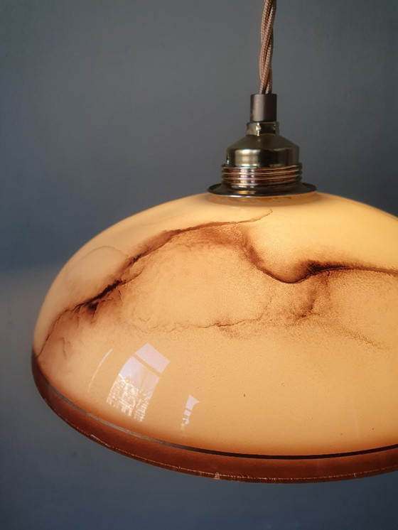 Image 1 of Set di lampade a sospensione vintage in opalino marmorizzato