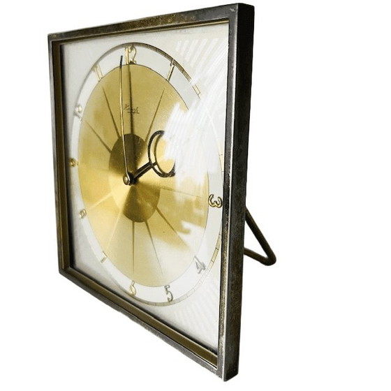 Image 1 of Orologio da tavolo Art Déco Kienzle starburst in ottone degli anni '30