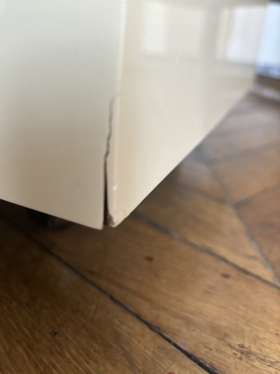 Image 1 of Duo of cream lacquer coffee table, end of sofa. 1970