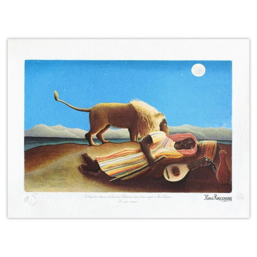 Le Douanier Rousseau Lithograph La Bohémienne Endormie 1990 – lithos zeefdrukken, Paper (photo 2 of 5)
