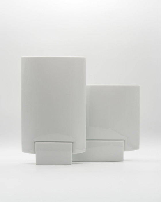Image 1 of Vintage Rosenthal Porcelain XL Vase Duo Michael Boehm DEBUT 1980s Elegance Chic