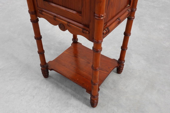 Image 1 of Late 19th Century Faux Bamboo and Marble Bedside Table, France