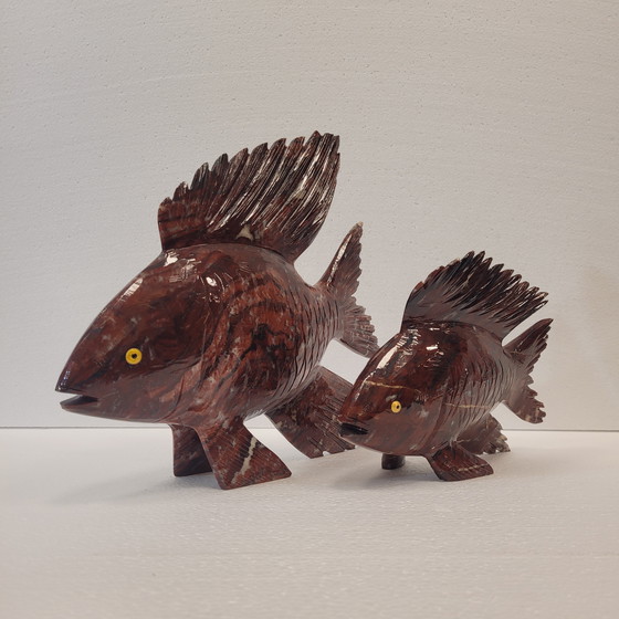 Image 1 of Coppia di pesci, diaspro rosso, XX secolo - Cina