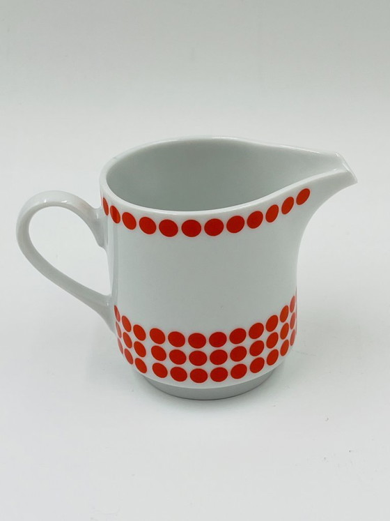 Image 1 of Winterling Bavaria Red Polka Dot Porcelain Lunch Service 70s
