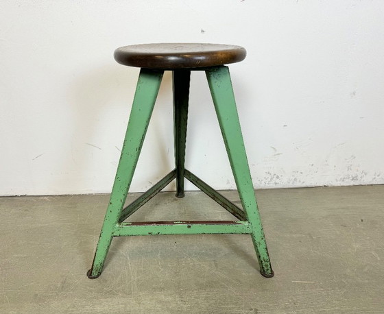 Image 1 of Green Industrial Workshop Stool, 1960s