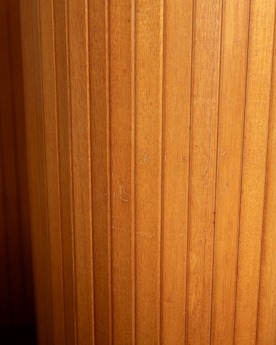 Image 1 of Vintage French Art Deco Pine Tambour Room Divider by Jomain Baumann for Baumann, 1930s