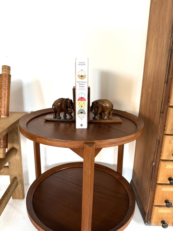 Image 1 of 2x vintage teak elephant bookends ‘60s