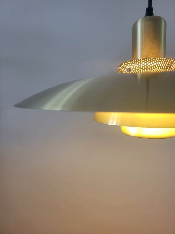 Image 1 of Vintage Deense schalenlamp van Lyskaer Belysning in messing kleur