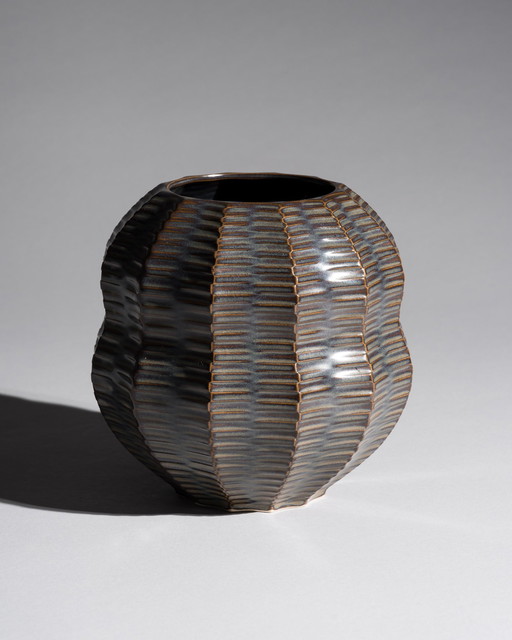 Heinrich FUCHS Op Art Retro LUISENBURG Vase calebasse en porcelaine 