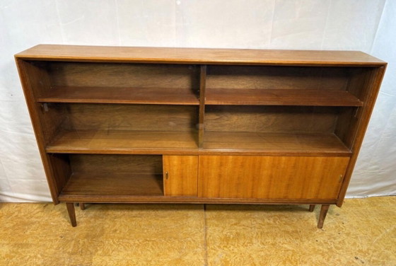 Image 1 of Vintage teak bookcase in mid-century retro style by Herbert E. Gibbs, 1960  Sleek • Stylish • Practical British design