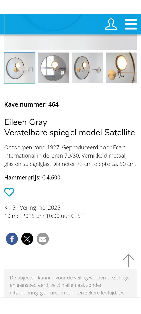 Image 1 of Mirror Satellite Eileen gray 1927