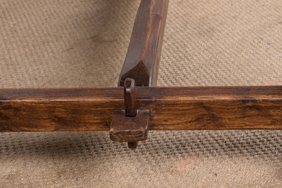 Image 1 of Large Brutalist style dining table, farmhouse style, in solid elm in the style of Olavi Hanninen 1960.