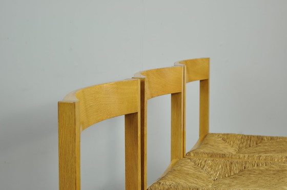 Image 1 of Chaises de salle à manger vintage en chêne et osier en DUTCH DESIGN (6) par Gerard Geytenbeek, 1960s
