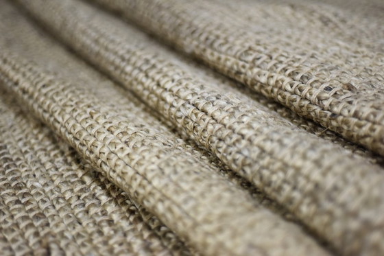 Image 1 of Vintage Indiaas natuurlijk bruin platgeweven jute tapijt, jaren 70