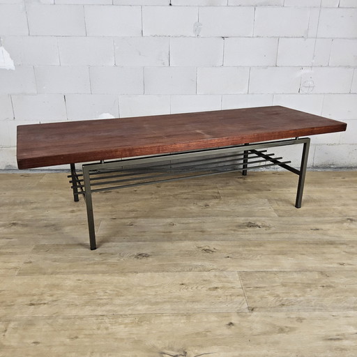Vintage Danish design (1960s) teak coffee table metal base (topform)