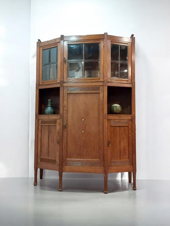 Image 1 of Antique Cupboard Serving Cabinet Amsterdam School Art Deco