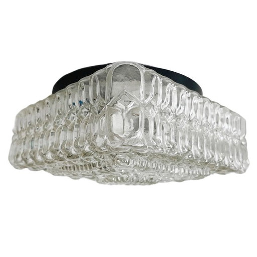 Mid-century square ceiling lamp glass ceiling rose 1960s