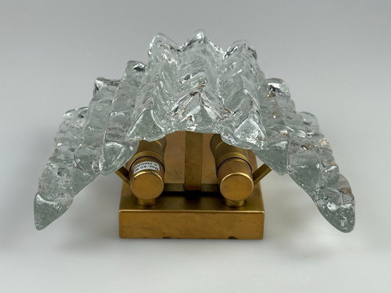 Image 1 of 60s 70s ice glass wall lamp Aplique de J.T. Kalmar Austria Design