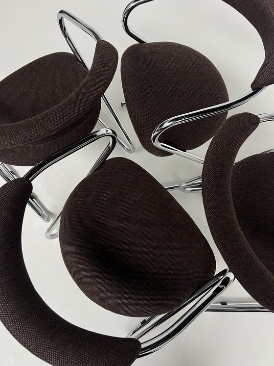 Image 1 of Set van 4 vintage buisframe eetkamerstoelen 