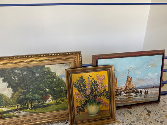 André Carlier – Pintura al óleo original – Paisaje rural – 1947 – Pinturas y dibujos, Other (photo 5 of 5)
