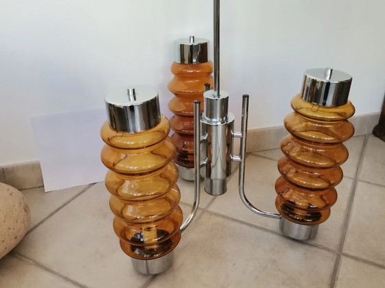 Image 1 of Mid Century Modern layered chandelier oversized 