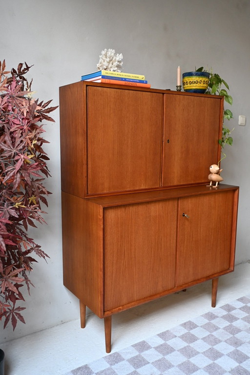 Highboard Heinrich Riestenpatt - Buche massiv mit Teakholzfurnier