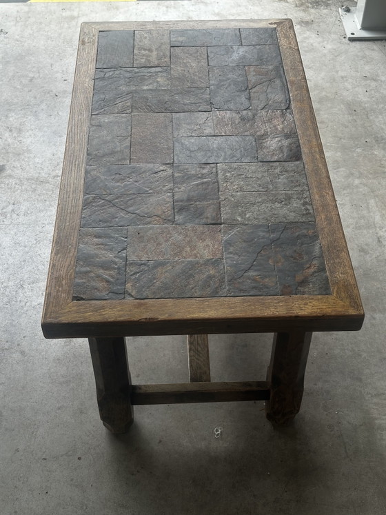 Couchtisch aus Eiche und Schiefer – 60er-70er Jahre – Couchtische, Wood, Stone (photo 8 of 14)