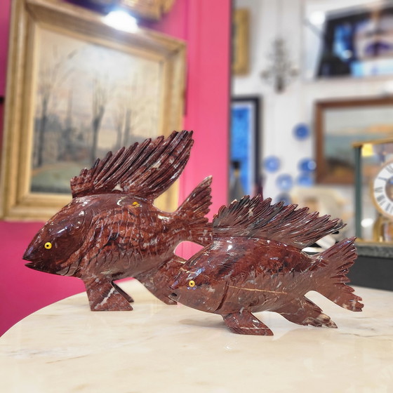 Image 1 of Coppia di pesci, diaspro rosso, XX secolo - Cina