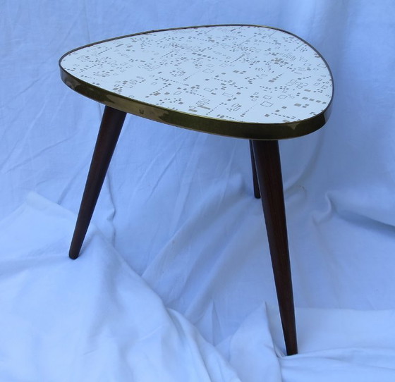Image 1 of Mesa con forma de riñón, mesa auxiliar, mesa para flores, trípode, taburete para flores de 3 patas, banco para flores