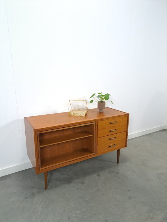 Image 1 of Aparador enchapado con barra giratoria y cajones, mueble bar