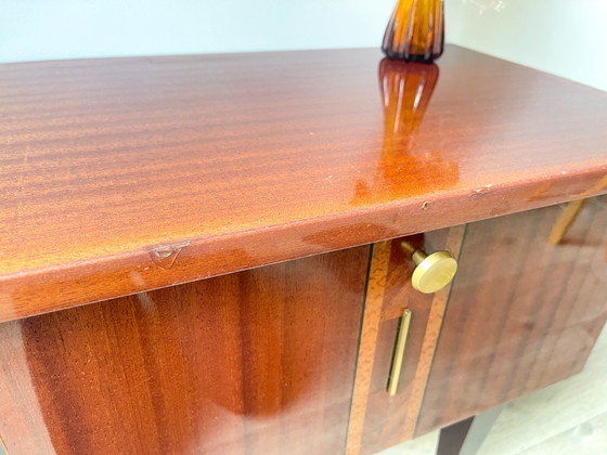 Comodino vintage in legno e ottone, 1950 – Mobili da giardino, Wood, Brass, Scandinavian (photo 5 of 12)