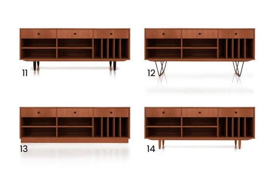 Image 1 of Draaitafel dressoir gebeitst teak T-S07 drie laden