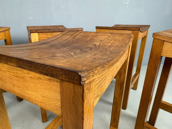 Image 1 of Set of 2 Japandi oak stools by Jonas Lindvall for David Design 1990s