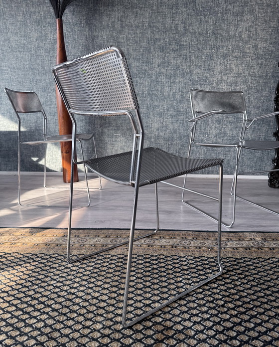 Image 1 of Juego de 3 sillas apilables cromadas "Sultana" de Arrben International, ca 80s