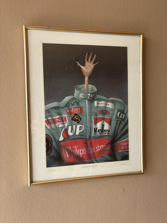 Image 1 of Karl Meersman, surrealistischer Siebdruck Jordan F1 – Nummeriert & Signiert
