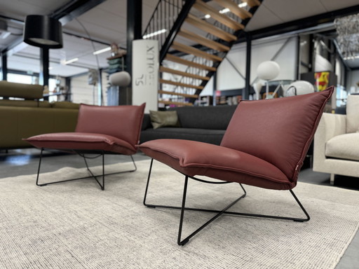 2 fauteuils Jess Design en cuir rouge Toledo