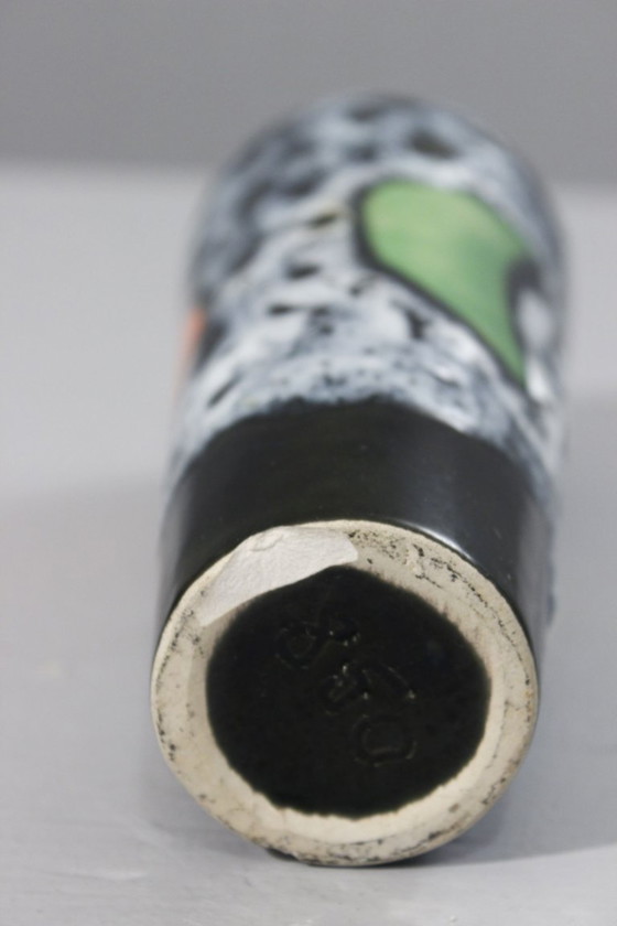 Image 1 of Luc Vallauris Saftservice Karaffe + 5 Becher Emaille Lava Frankreich 1950s