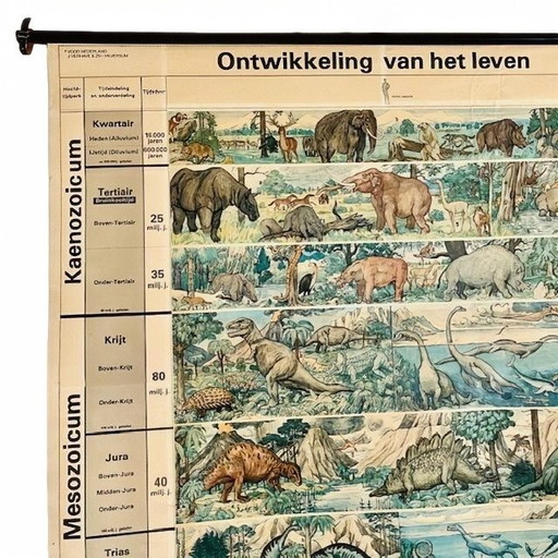 Carte scolaire XL d'époque Le développement de la vie 1969