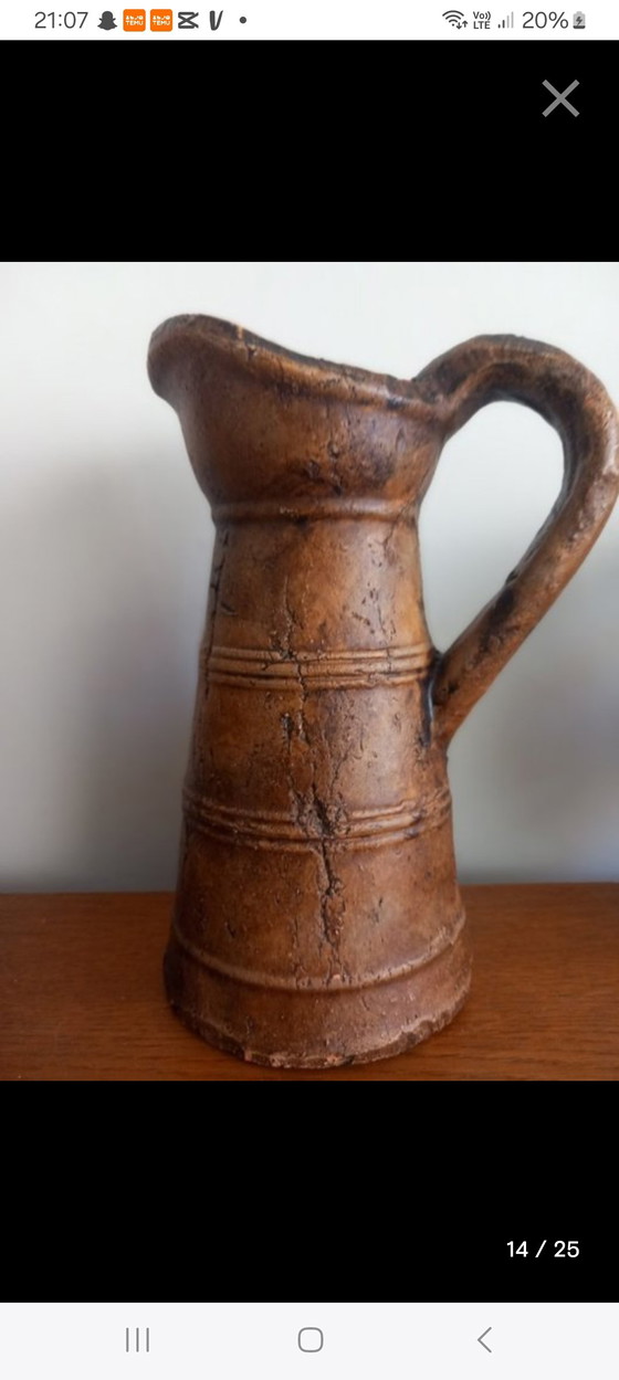 Image 1 of Monastic Reserve Pitcher, Spain, 19th Century - Institutional Markings J.M."