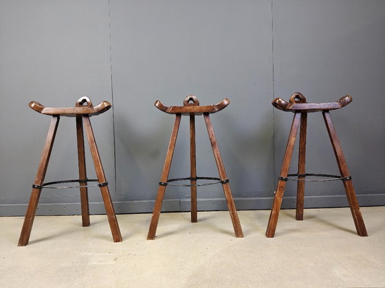 Image 1 of Set of 3 brutalist bar stools, 1960s 