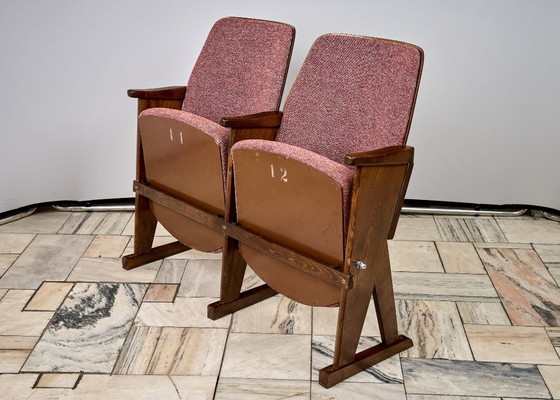 Image 1 of Vintage Red Folding Cinema Chairs, 1970s Czechoslovakia